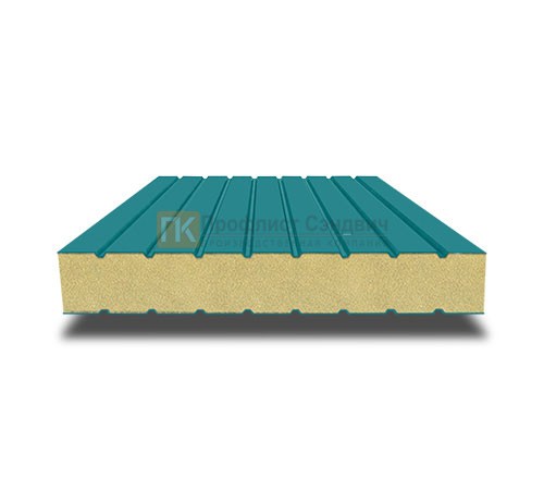 Сэндвич панели без замков с пенополиуретаном, ширина 1000 мм, толщина 100 мм, 0.5/0.5, RAL5021