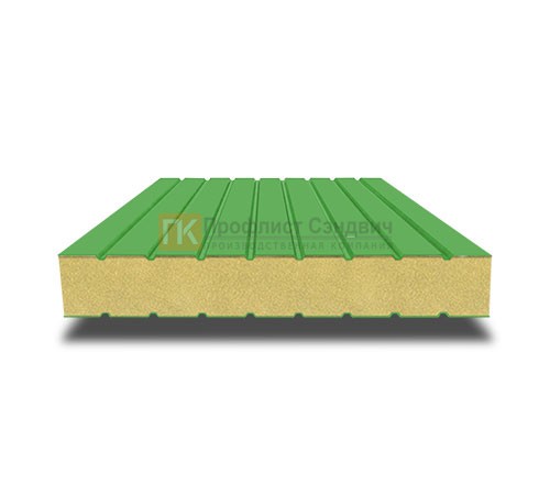 Сэндвич панели без замков с пенополиизоциануратом, ширина 1200 мм, толщина 80 мм, 0.5/0.5, RAL6018