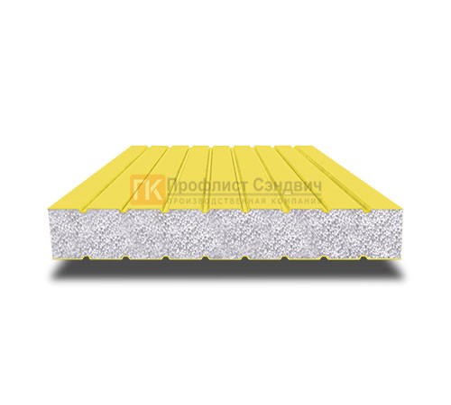 Сэндвич панели без замков с пенополистиролом, ширина 1000 мм, толщина 150 мм, 0.5/0.5, RAL1018