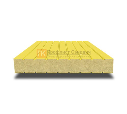 Сэндвич панели без замков с пенополиизоциануратом, ширина 1000 мм, толщина 100 мм, 0.5/0.5, RAL1018