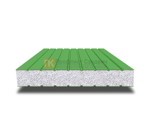 Сэндвич панели без замков с пенополистиролом, ширина 1200 мм, толщина 50 мм, 0.5/0.5, RAL 6018