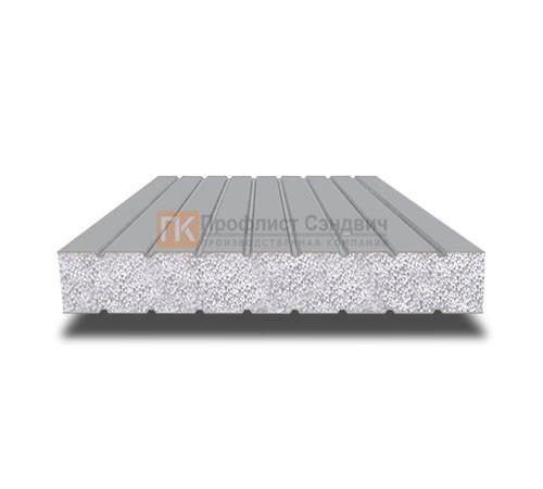 Сэндвич панели без замков с пенополистиролом, ширина 1200 мм, толщина 50 мм, 0.5/0.5, RAL 7004