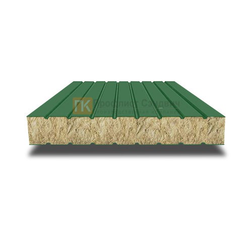 Сэндвич панели без замков с минеральной ватой, ширина 1200 мм, толщина 30 мм, 0.5/0.5, RAL6002