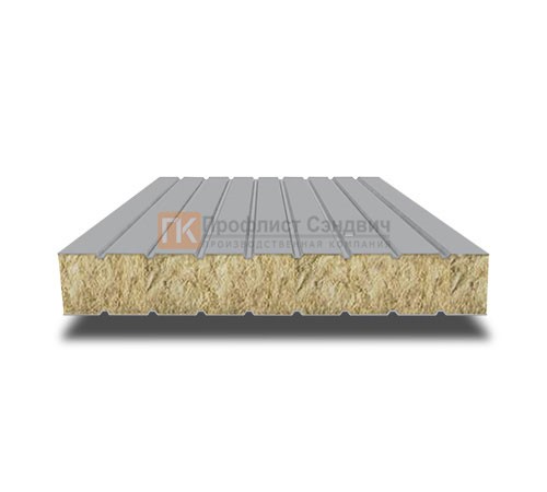 Сэндвич панели без замков с минеральной ватой, ширина 1000 мм, толщина 100 мм, 0.5/0.5, RAL7004