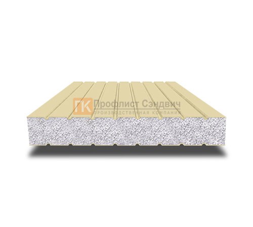 Сэндвич панели без замков с пенополистиролом, ширина 1200 мм, толщина 80 мм, 0.5/0.5, RAL 1014