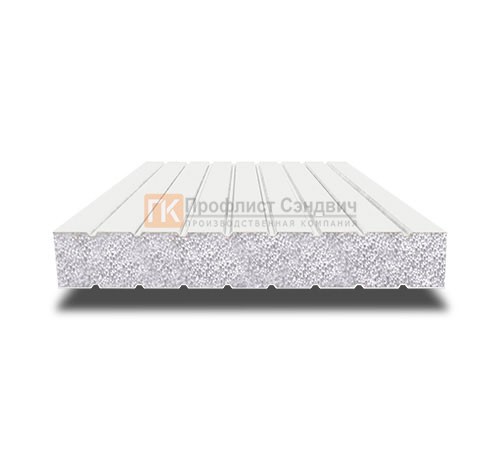 Сэндвич панели без замков с пенополистиролом, ширина 1200 мм, толщина 100 мм, 0.5/0.5, RAL 9003