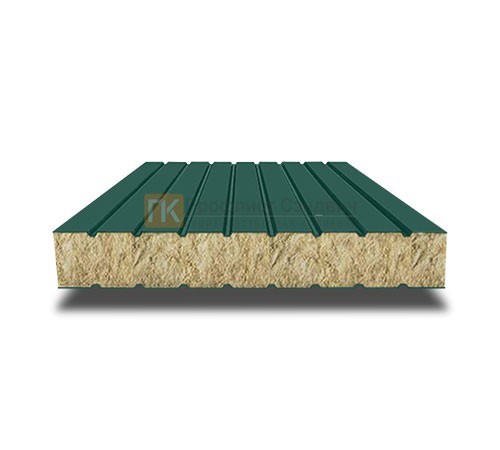 Сэндвич панели без замков с минеральной ватой, ширина 1200 мм, толщина 10 мм, 0.5/0.5, RAL6005