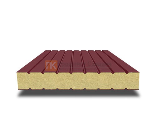 Сэндвич панели без замков с пенополиуретаном, ширина 1000 мм, толщина 100 мм, 0.5/0.5, RAL3005