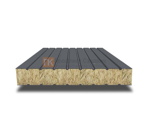 Сэндвич панели без замков с минеральной ватой, ширина 1200 мм, толщина 100 мм, 0.5/0.5, RAL7024