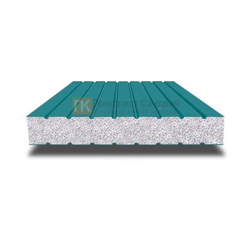 Сэндвич панели без замков с пенополистиролом, ширина 1000 мм, толщина 40 мм, 0.5/0.5, RAL5021