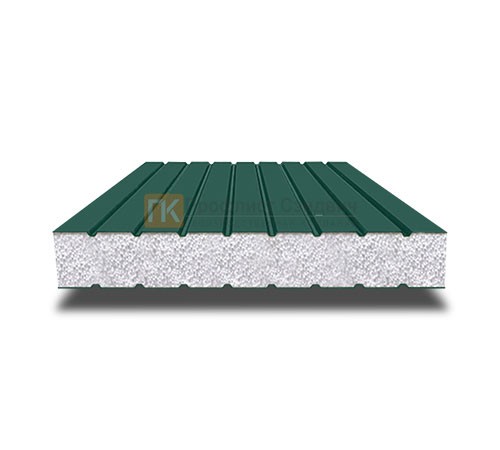 Сэндвич панели без замков с пенополистиролом, ширина 1000 мм, толщина 10 мм, 0.5/0.5, RAL6005