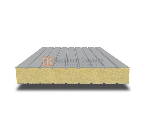 Сэндвич панели без замков с пенополиизоциануратом, ширина 1200 мм, толщина 40 мм, 0.5/0.5, RAL7004