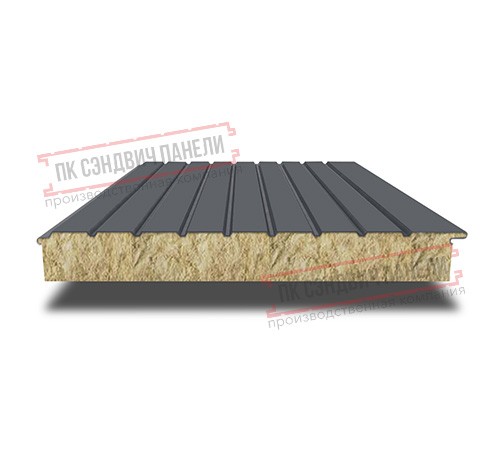 Сэндвич-панели двухслойные с минеральной ватой, ширина 1000 мм, толщина 200 мм, 0.5, RAL7024