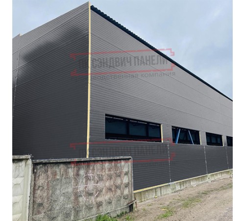 Сэндвич-панели двухслойные с минеральной ватой, ширина 1000 мм, толщина 200 мм, 0.5, RAL7024