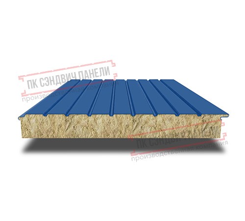 Сэндвич-панели двухслойные с минеральной ватой, ширина 1000 мм, толщина 100 мм, 0.5, RAL5005