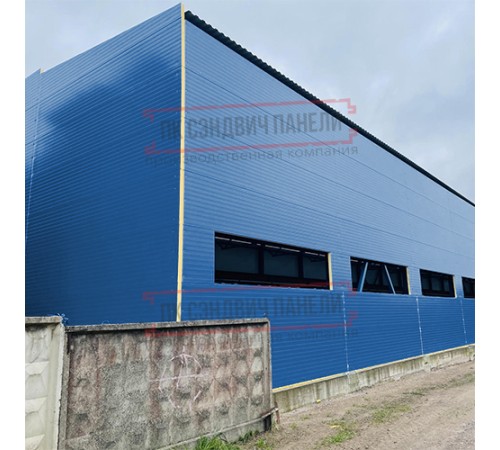 Сэндвич-панели двухслойные с минеральной ватой, ширина 1000 мм, толщина 100 мм, 0.5, RAL5005