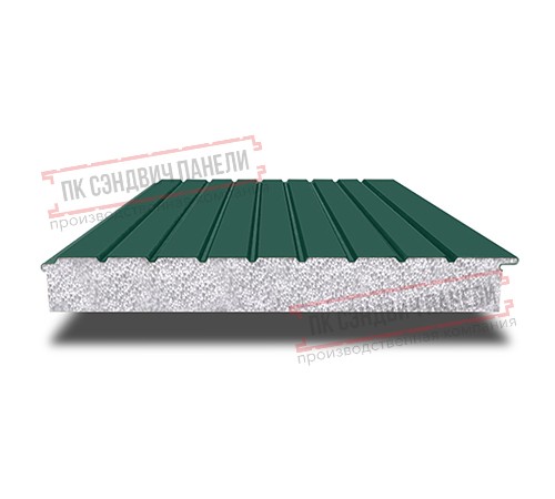 Сэндвич-панели двухслойные с пенополистиролом, ширина 1000 мм, толщина 200 мм, 0.5, RAL6005