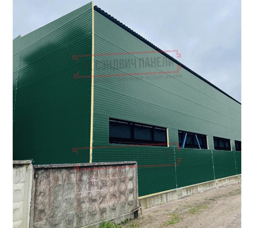 Сэндвич-панели двухслойные с пенополиуретаном, ширина 1200 мм, толщина 150 мм, 0.5, RAL6005