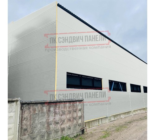 Сэндвич-панели двухслойные с пенополиизоциануратом, ширина 1000 мм, толщина 200 мм, 0.5, RAL7035