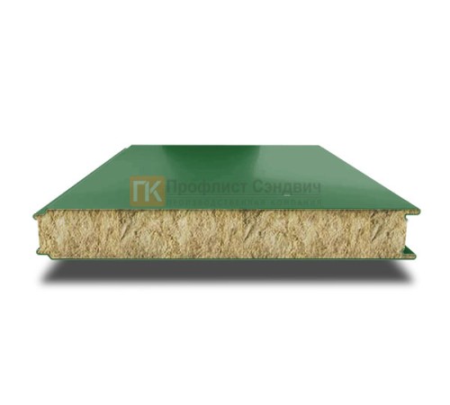 Сэндвич панели гладкие с минеральной ватой, ширина 1000 мм, толщина 50 мм, 0.5/0.5, RAL6002