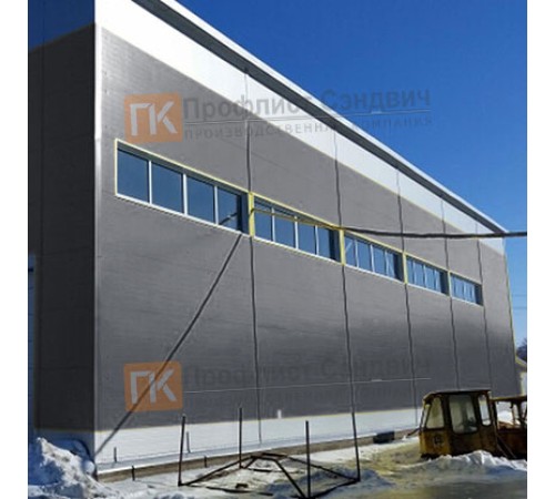 Сэндвич панели гладкие с пенополиуретаном, ширина 1000 мм, толщина 100 мм, 0.5/0.5, RAL7024