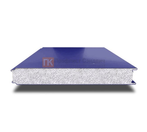 Сэндвич панели гладкие с пенополистиролом, ширина 1200 мм, толщина 50 мм, 0.5/0.5, RAL5002