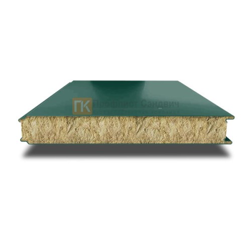 Сэндвич панели гладкие с минеральной ватой, ширина 1200 мм, толщина 10 мм, 0.5/0.5, RAL6005
