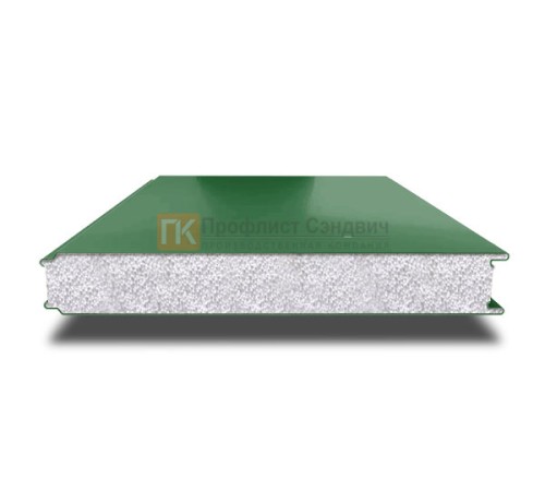 Сэндвич панели гладкие с пенополистиролом, ширина 1000 мм, толщина 50 мм, 0.5/0.5, RAL6002