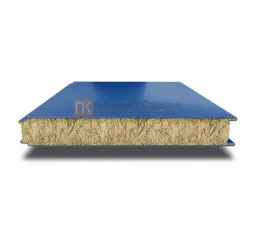 Сэндвич панели гладкие с минеральной ватой, ширина 1000 мм, толщина 80 мм, 0.5/0.5, RAL5005