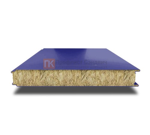 Сэндвич панели гладкие с минеральной ватой, ширина 1000 мм, толщина 50 мм, 0.5/0.5, RAL5002