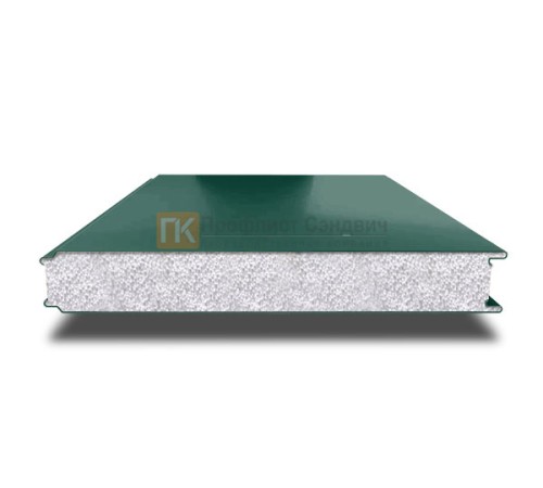 Сэндвич панели гладкие с пенополистиролом, ширина 1200 мм, толщина 10 мм, 0.5/0.5, RAL6005