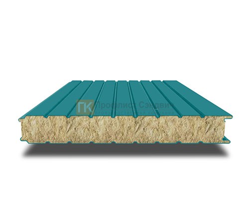 Сэндвич-панель для холодильных камер с минеральной ватой, ширина 1000 мм, толщина 80 мм, 0.5/0.5, RAL5021