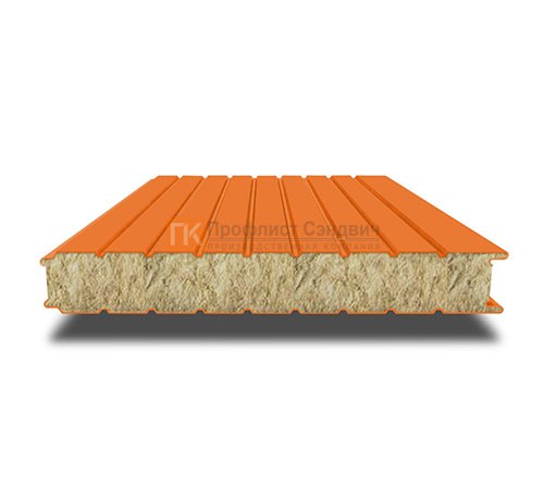 Сэндвич-панель для холодильных камер с минеральной ватой, ширина 1200 мм, толщина 80 мм, 0.5/0.5, RAL2004