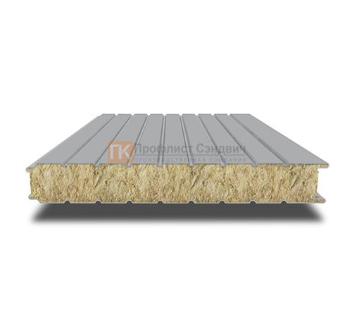 Сэндвич-панель для холодильных камер с минеральной ватой, ширина 1000 мм, толщина 80 мм, 0.5/0.5, RAL7004