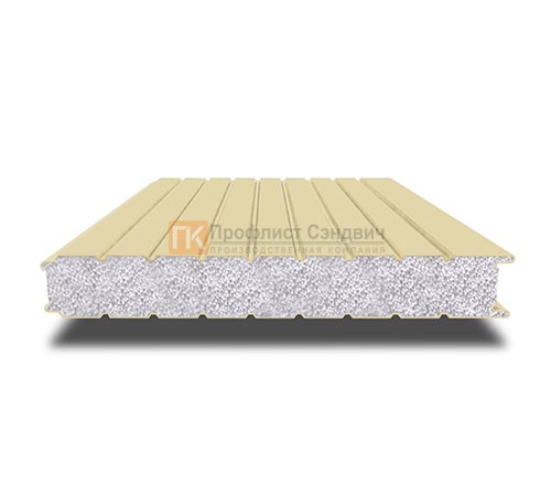 Сэндвич-панель для холодильных камер с пенополистиролом, ширина 1000 мм, толщина 80 мм, 0.5/0.5, RAL1014