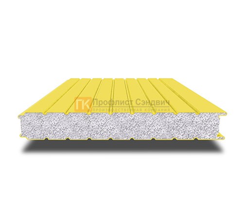 Сэндвич-панель для холодильных камер с пенополистиролом, ширина 1000 мм, толщина 80 мм, 0.5/0.5, RAL1018