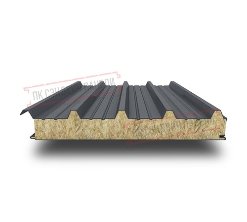 Сэндвич панели кровельные с минеральной ватой, ширина 1200 мм, толщина 50 мм, 0.5/0.5, RAL7024