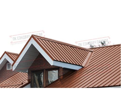 Сэндвич панели кровельные с пенополистиролом, ширина 1200 мм, толщина 250 мм, 0.5/0.5, RAL8004