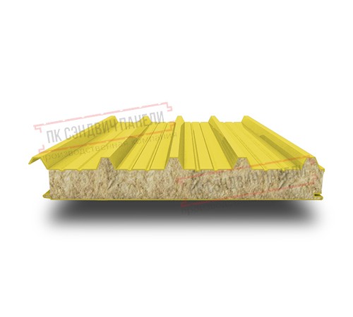 Сэндвич панели кровельные с минеральной ватой, ширина 1200 мм, толщина 50 мм, 0.5/0.5, RAL1018