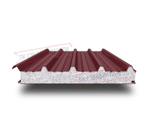 Сэндвич панели кровельные с пенополистиролом, ширина 1200 мм, толщина 80 мм, 0.5/0.5, RAL3005