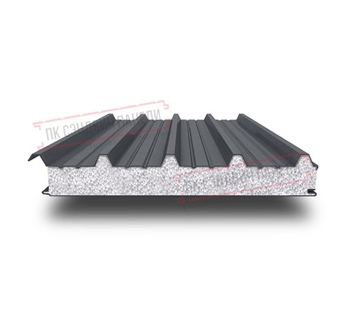 Сэндвич панели кровельные с пенополистиролом, ширина 1200 мм, толщина 50 мм, 0.5/0.5, RAL7024