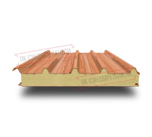 Сэндвич панели кровельные с пенополиизоциануратом, ширина 1200 мм, толщина 120 мм, 0.5/0.5, золотой орех
