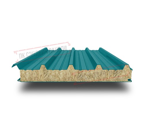 Сэндвич панели кровельные с минеральной ватой, ширина 1200 мм, толщина 50 мм, 0.5/0.5, RAL5021