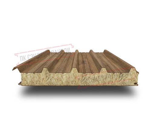 Сэндвич панели кровельные с минеральной ватой, ширина 1200 мм, толщина 300 мм, 0.5/0.5, дуб античный