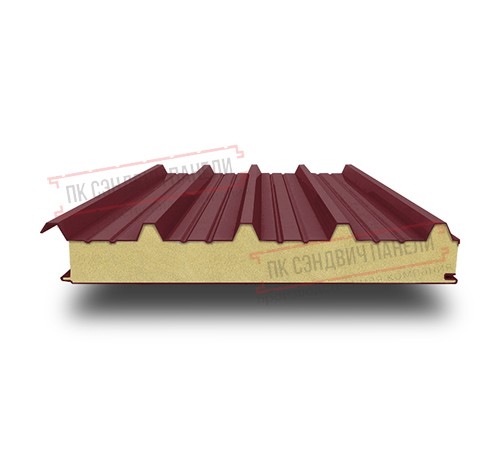 Сэндвич панели кровельные с пенополиуретаном, ширина 1200 мм, толщина 80 мм, 0.5/0.5, RAL3005