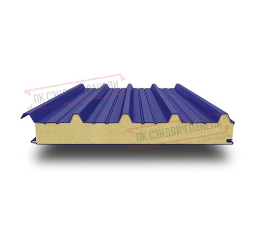 Сэндвич панели кровельные с пенополиуретаном, ширина 1200 мм, толщина 120 мм, 0.5/0.5, RAL5002