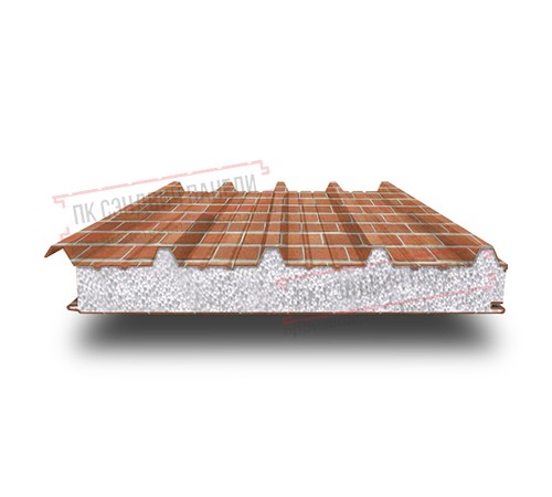 Сэндвич панели кровельные с пенополистиролом, ширина 1200 мм, толщина 200 мм, 0.5/0.5, кирпичная кладка