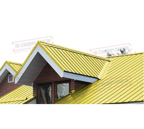 Сэндвич панели кровельные с пенополиизоциануратом, ширина 1200 мм, толщина 20 мм, 0.5/0.5, RAL1018