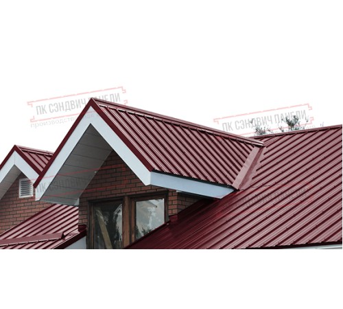 Сэндвич панели кровельные с пенополиуретаном, ширина 1200 мм, толщина 20 мм, 0.5/0.5, RAL3005