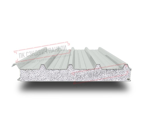 Сэндвич панели кровельные с пенополистиролом, ширина 1200 мм, толщина 140 мм, 0.5/0.5, RAL7035